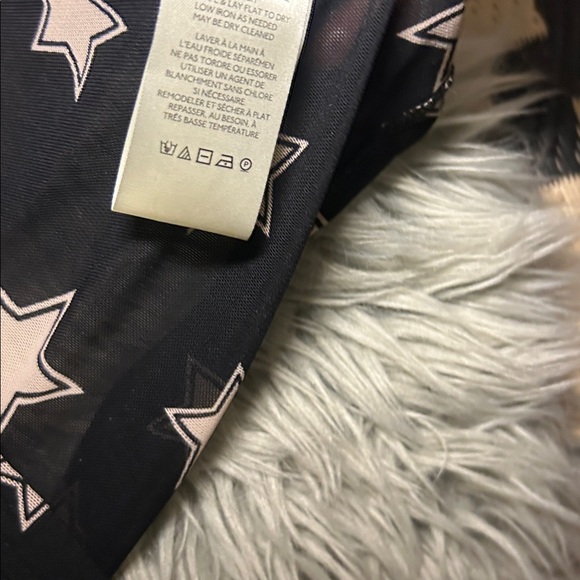 NWT Free People Y2K Style Black Star Patterned Semi Sheer Button Down Shirt - Picture 4 of 5